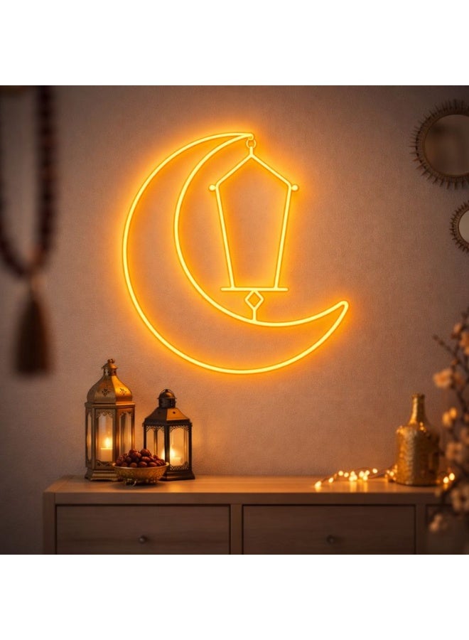 Home Care مصباح LED مرن على شكل قمر وزيت - مصباح إسلامي كبير بحجم 3 متر مع توهج دافئ وقابس صغير بريطاني - Image 4